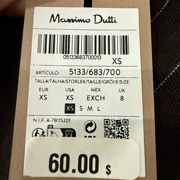 Massimo Dutti Striped Linen Top XS NWT - Picture 2 of 3